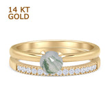 Two Piece Round Solitaire Bridal Gold Ring