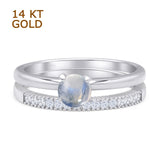 Two Piece Round Solitaire Bridal Gold Ring