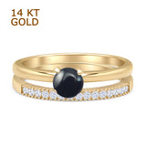 Two Piece Round Solitaire Bridal Gold Ring