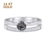 Two Piece Round Solitaire Bridal Gold Ring
