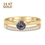 Two Piece Round Solitaire Bridal Gold Ring