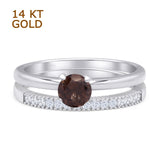 Two Piece Round Solitaire Bridal Gold Ring