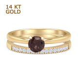 Two Piece Round Solitaire Bridal Gold Ring