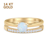 Two Piece Round Solitaire Eternity Gold Ring