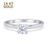 14K White Gold Minimalist Round Solitaire Moissanite Ring