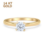14K Yellow Gold Minimalist Round Solitaire Moissanite Ring