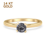 14K Yellow Gold Minimalist Round Solitaire Natural Rutilated Quartz Ring