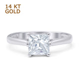14K White Gold Princess Cut Solitaire Moissanite Ring