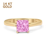 Princess Cut Solitaire Gold Ring
