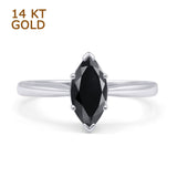 Marquise Black CZ Solitaire Gold Ring