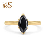 Marquise Black CZ Solitaire Gold Ring