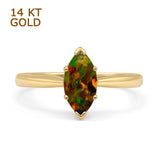 Marquise Lab Created Black Opal Solitaire Gold Ring