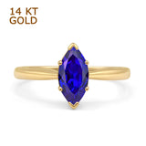Marquise Blue Sapphire CZ Solitaire Gold Ring