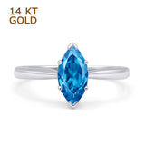 Marquise Blue Topaz CZ Solitaire Gold Ring