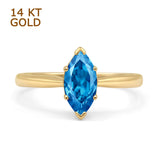 Marquise Blue Topaz CZ Solitaire Gold Ring