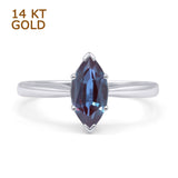 14K White Gold Art Deco Marquise Lab Alexandrite Solitaire Ring
