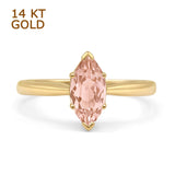 14K Yellow Gold Art Deco Marquise Solitaire Morganite CZ Ring