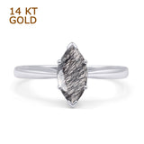 14K White Gold Art Deco Marquise Natural Rutilated Quartz Solitaire Ring