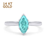 Marquise Paraiba Tourmaline CZ Solitaire Gold Ring
