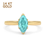 Marquise Paraiba Tourmaline CZ Solitaire Gold Ring