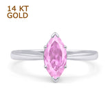 Marquise Pink CZ Solitaire Gold Ring
