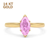 Marquise Pink CZ Solitaire Gold Ring