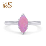 Marquise Lab Created Pink Opal Solitaire Gold Ring
