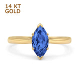 14K Yellow Gold Art Deco Marquise Solitaire Tanzanite CZ Ring