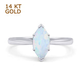 Marquise Lab Created White Opal Solitaire Gold Ring