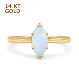 Marquise Lab Created White Opal Solitaire Gold Ring