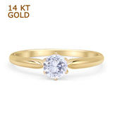 14K Yellow Gold Round Cubic Zirconia Solitaire Ring