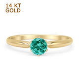 14K Yellow Gold Round Paraiba Tourmaline CZ Solitaire Ring