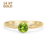 14K Yellow Gold Round Peridot CZ Solitaire Ring