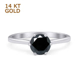 Round Black CZ Solitaire Gold Ring