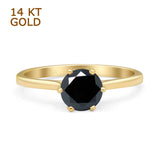 Round Black CZ Solitaire Gold Ring