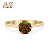 Round Lab Created Black Opal Solitaire Gold Ring