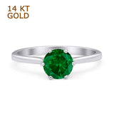 Round Green Emerald CZ Solitaire Gold Ring