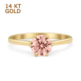 Round Morganite CZ Solitaire Gold Ring