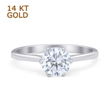 14K White Gold Art Deco Round Moissanite Solitaire Ring