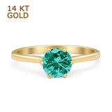 Round Paraiba Tourmaline CZ Solitaire Gold Ring