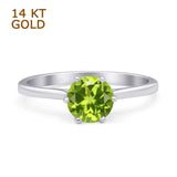 Round Peridot CZ Solitaire Gold Ring