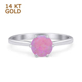Round Lab Created Pink Opal Solitaire Gold Ring