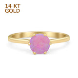 Round Lab Created Pink Opal Solitaire Gold Ring
