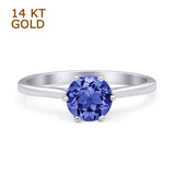Round Tanzanite CZ Solitaire Gold Ring