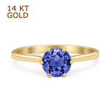 Round Tanzanite CZ Solitaire Gold Ring