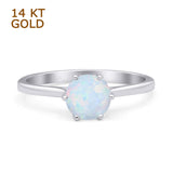 Round Lab Created White Opal Solitaire Gold Ring