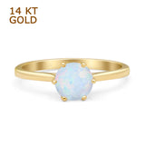 Round Lab Created White Opal Solitaire Gold Ring