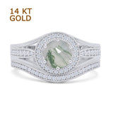 Two Piece Round Halo Split Shank Bridal Gold Ring