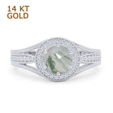 Round Halo Split Shank Bridal Gold Ring