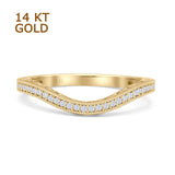 14K Yellow Gold Half Eternity Cubic Zirconia Chevron Curved Contour Band